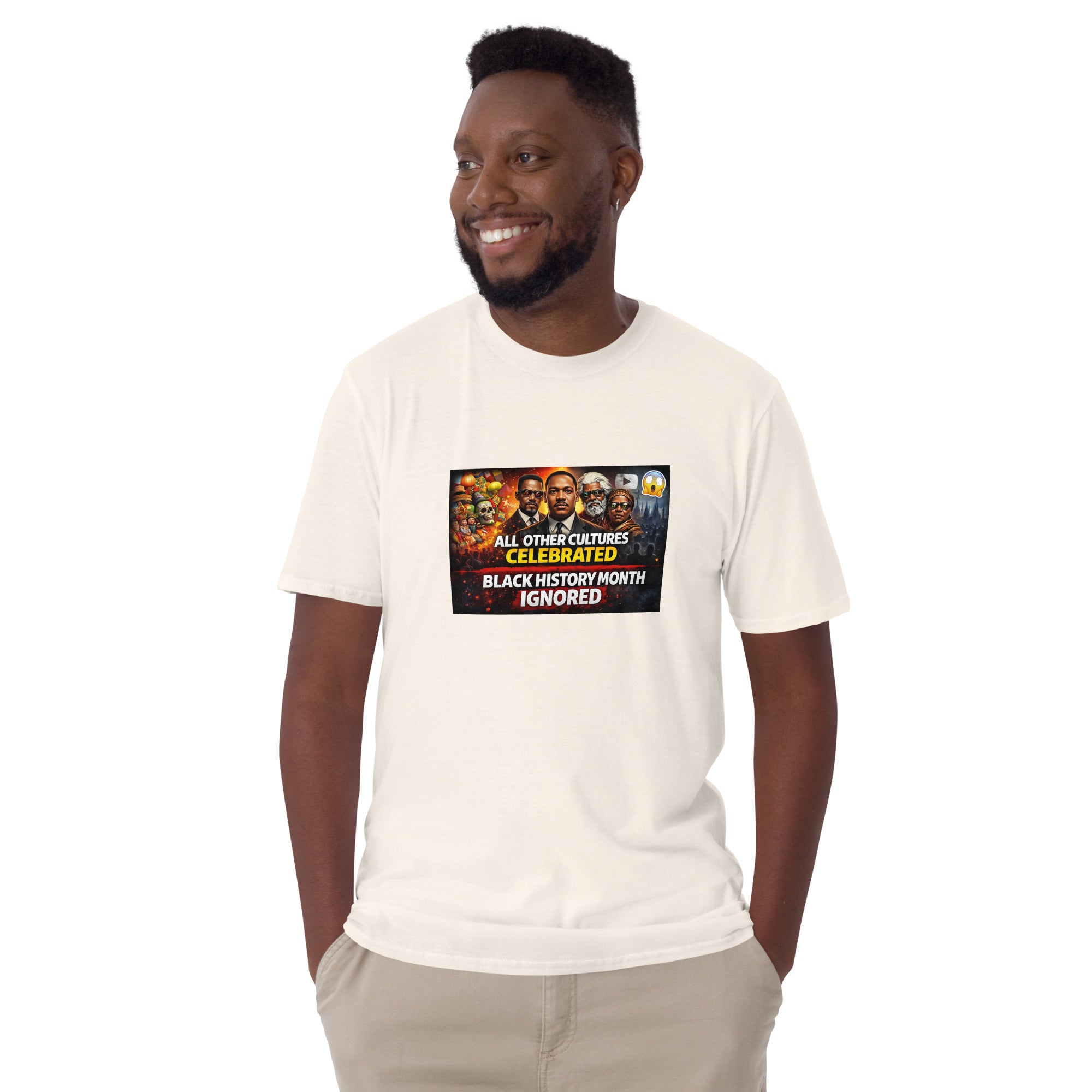 Weißes Unisex-T-Shirt mit Frontaufdruck: „All other cultures celebrated“
