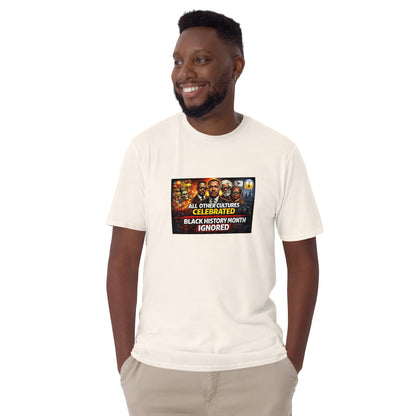 Weißes Unisex-T-Shirt mit Frontaufdruck: „All other cultures celebrated“