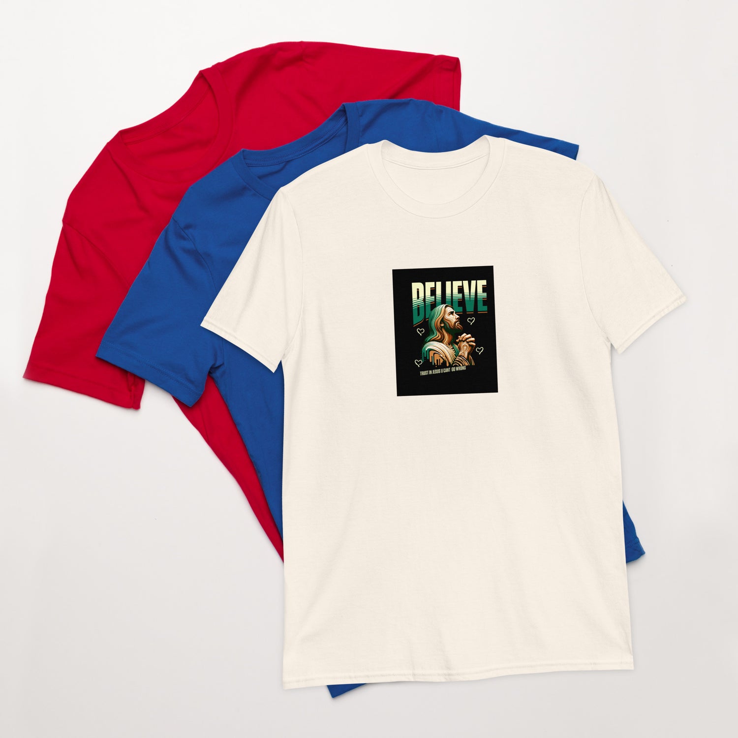 Natural unisex short-sleeve T-shirt with front square graphic print
