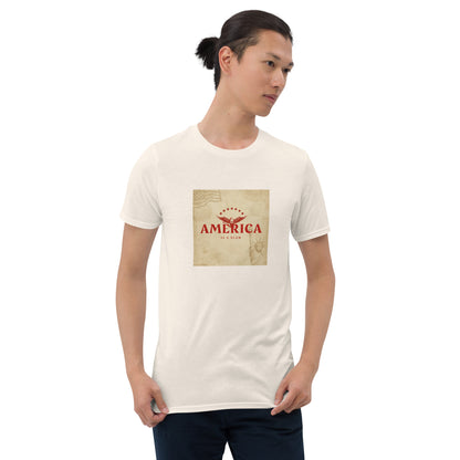 MIS Apparel graphic T-shirt, off-white crew neck with square chest print