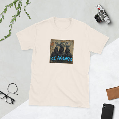 Natural/cream crew-neck graphic tee with square front print