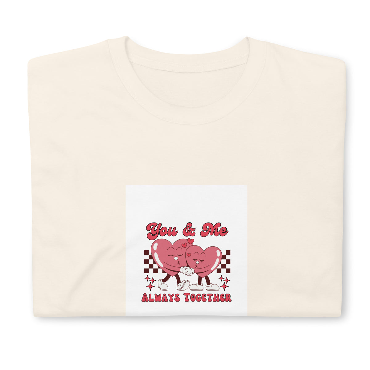 Cream graphic tee with heart mice &