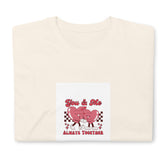 Cream graphic tee with heart mice &