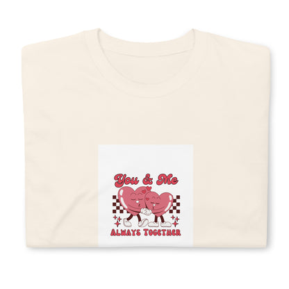Cream graphic tee with heart mice &