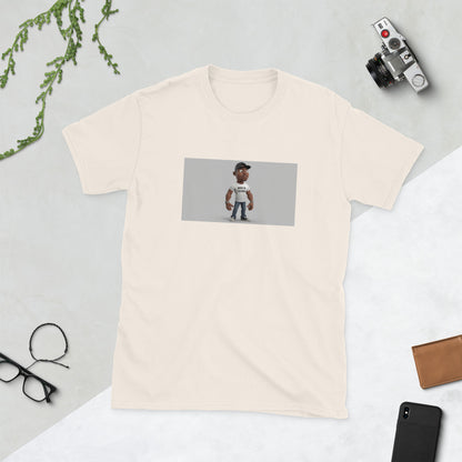 Natural unisex graphic T-shirt with rectangular portrait print on front