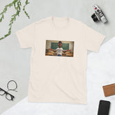 Cream graphic T-shirt with centered photo print on the front