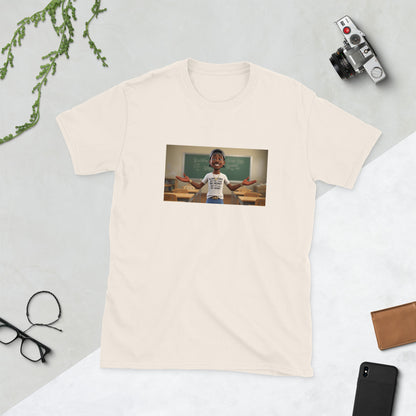 Cream graphic T-shirt with centered photo print on the front