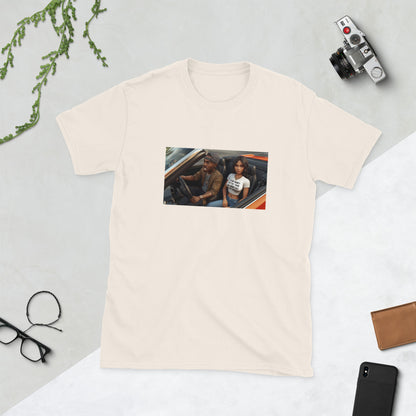 Graphic tee in cream with rectangular photo-style front print
