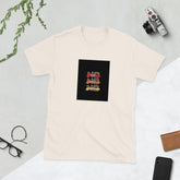 Natural cream crewneck graphic tee with black square front print