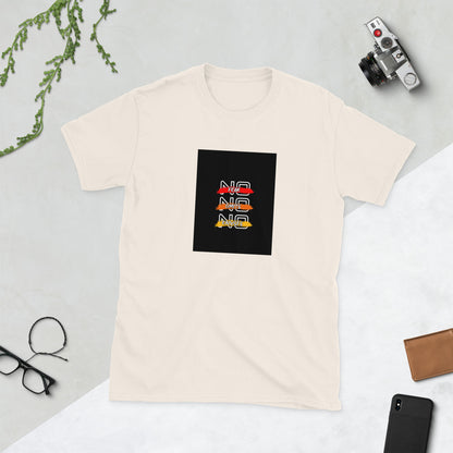 Natural cream crewneck graphic tee with black square front print