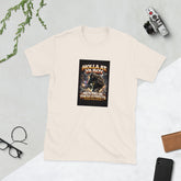 Natural/cream graphic streetwear tee with front square cat print