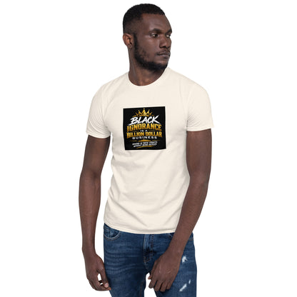 Cream unisex short-sleeve T-shirt with black and yellow chest graphic.