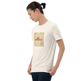 Unisex white graphic tee with square America print on the chest