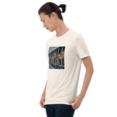 Cream graphic t-shirt with front square photo print in close view