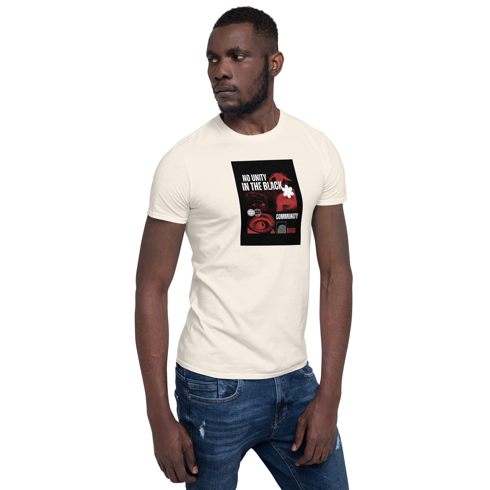 Natural unisex short-sleeve T-shirt, chest graphic centered