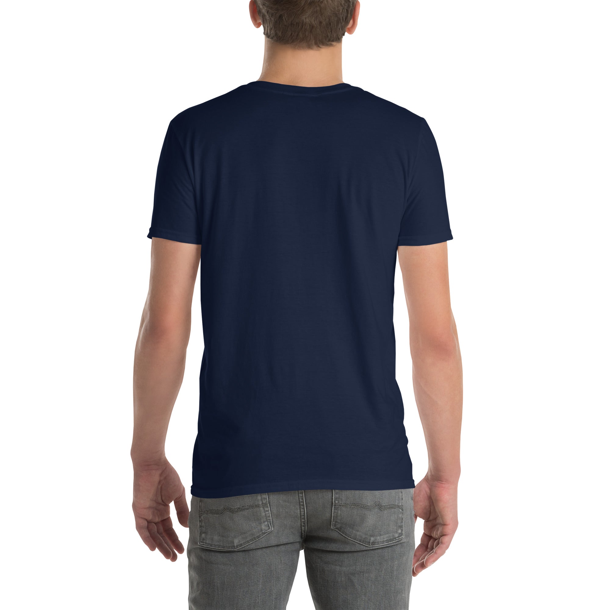 Navy unisex T-Shirt, Rückansicht ohne sichtbaren Frontprint.