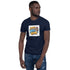 Navy unisex short-sleeve T-shirt with colorful “Holla at Ya Boy Son” front graphic
