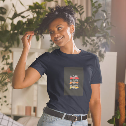 Unisex T-shirt with short sleeves, navy, square logo graphic on chest