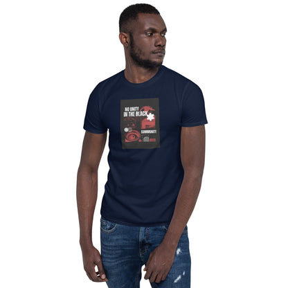 Navy unisex short-sleeve T-shirt with front square graphic print