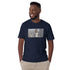 Unisex short-sleeve T-shirt (navy) with front photo graphic