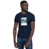 Navy unisex crew-neck T-shirt with front graphic