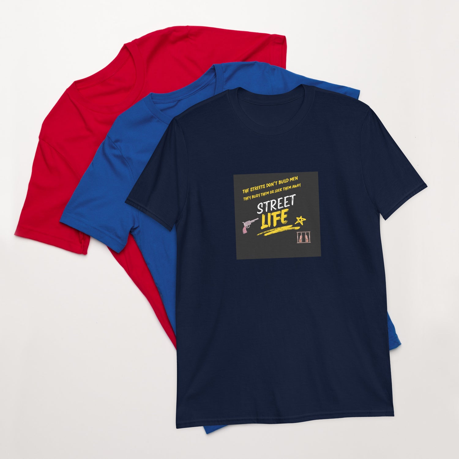 Street Life unisex T-shirt, navy, front graphic &