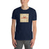 America Is A Scam T-shirt, navy, front graphic print