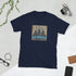 Navy crewneck graphic tee with square front print reading "ICE AGENTS"