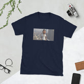 Navy graphic streetwear T-shirt with front photo print rectangle design