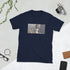 Navy graphic streetwear T-shirt with front photo print rectangle design