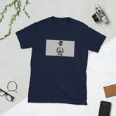 Navy unisex T-shirt with centered photo graphic on front
