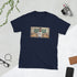 Navy short-sleeve graphic tee with centered photo-style print