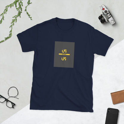 Navy crewneck graphic t-shirt with black square &