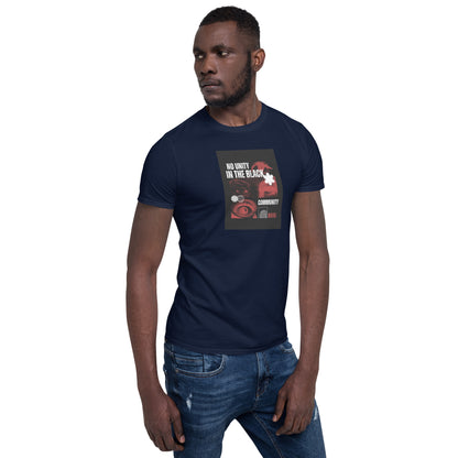 Navy unisex T-shirt, front square graphic with bold text design