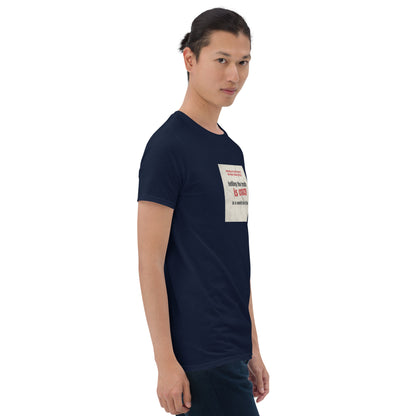 Navy T-shirt with front square quote graphic