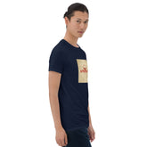 Navy unisex graphic tee with square America print and short sleeves