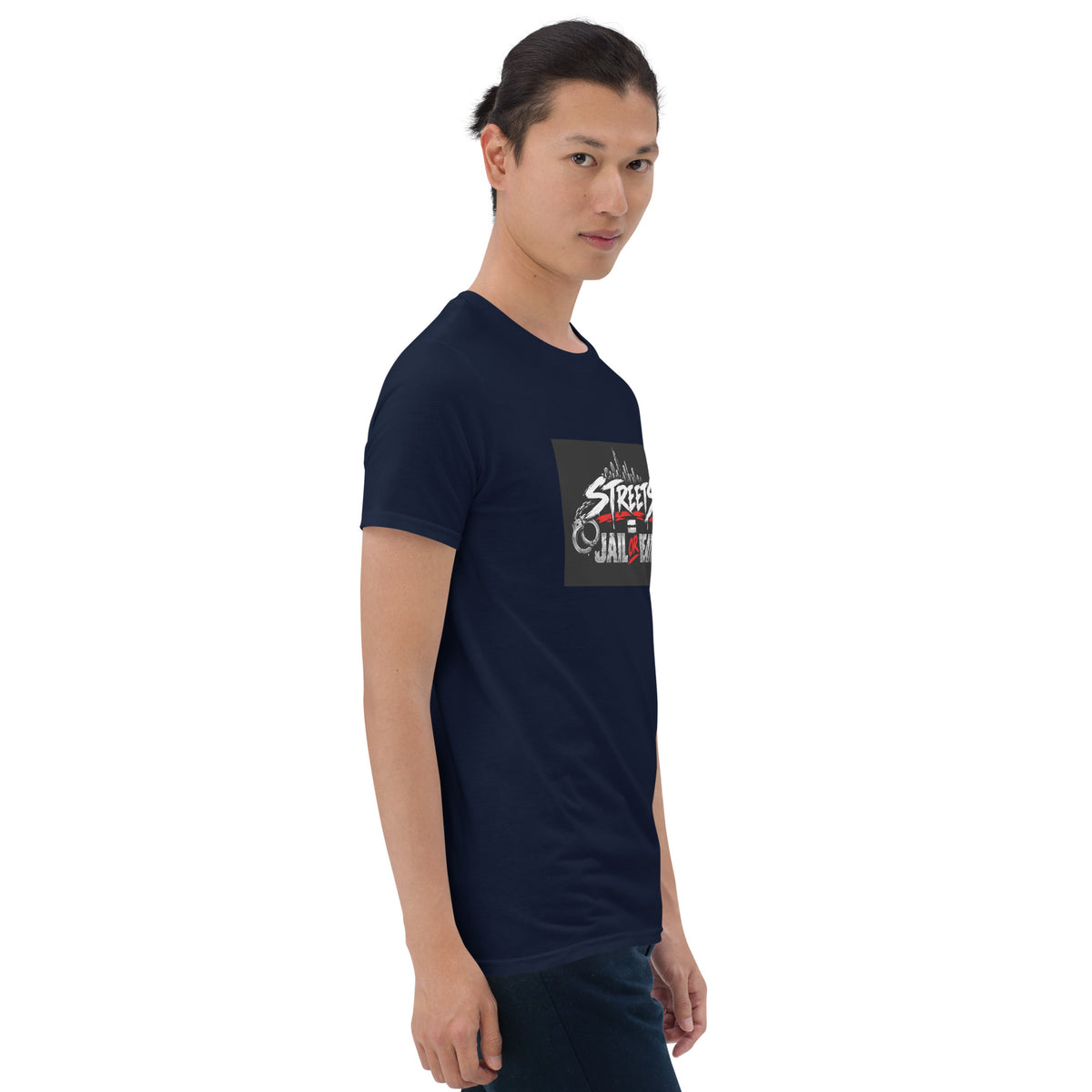 MIS Apparel unisex graphic T-shirt, navy blue, front logo print