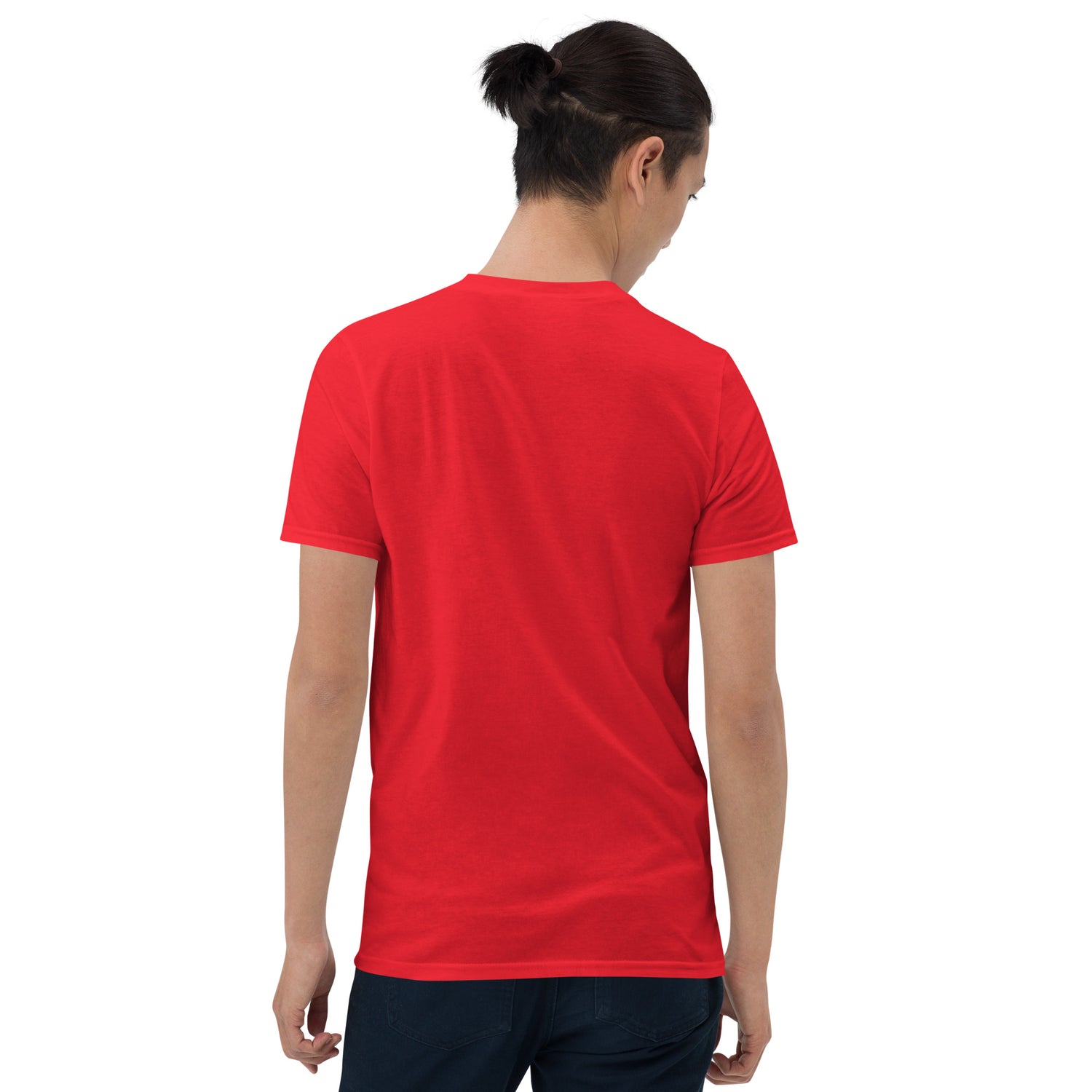 Unisex short-sleeve T-shirt, red, back view