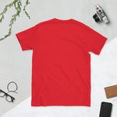 Red unisex T-shirt, crew neck, plain back view