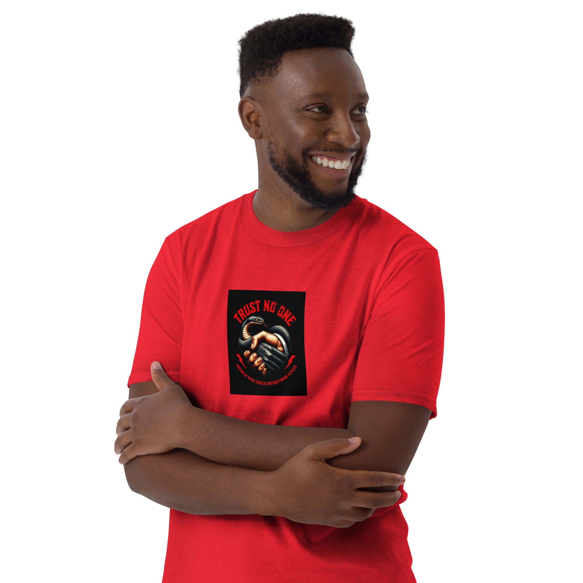 Red unisex T-shirt, short sleeves, square &