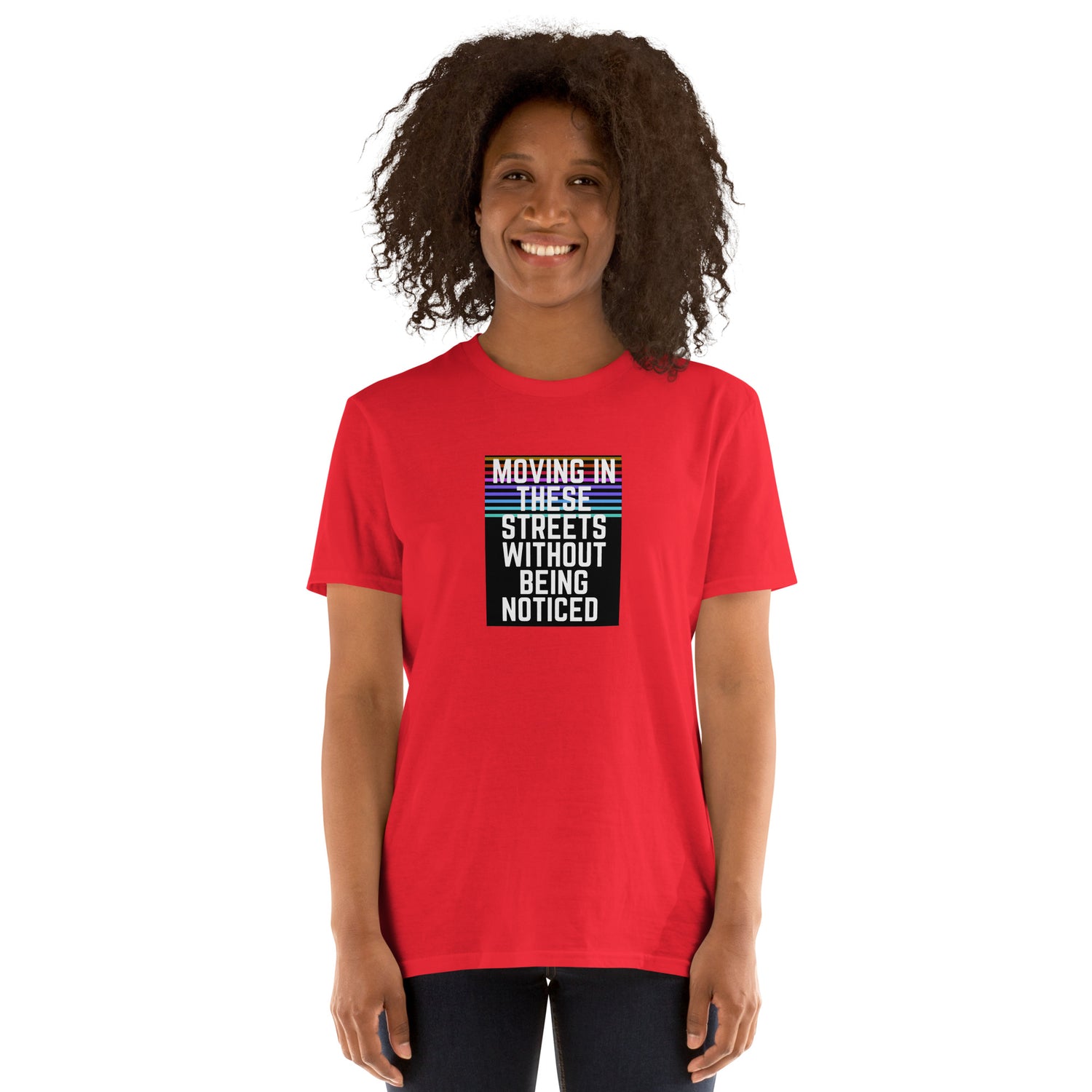 Unisex T-shirt red, short sleeves, front square typography graphic