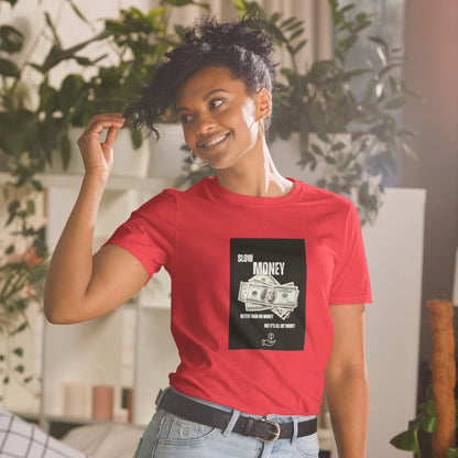 Red unisex T-shirt with short sleeves and &
