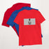 Red unisex short-sleeve T-shirt with centered rectangular graphic print
