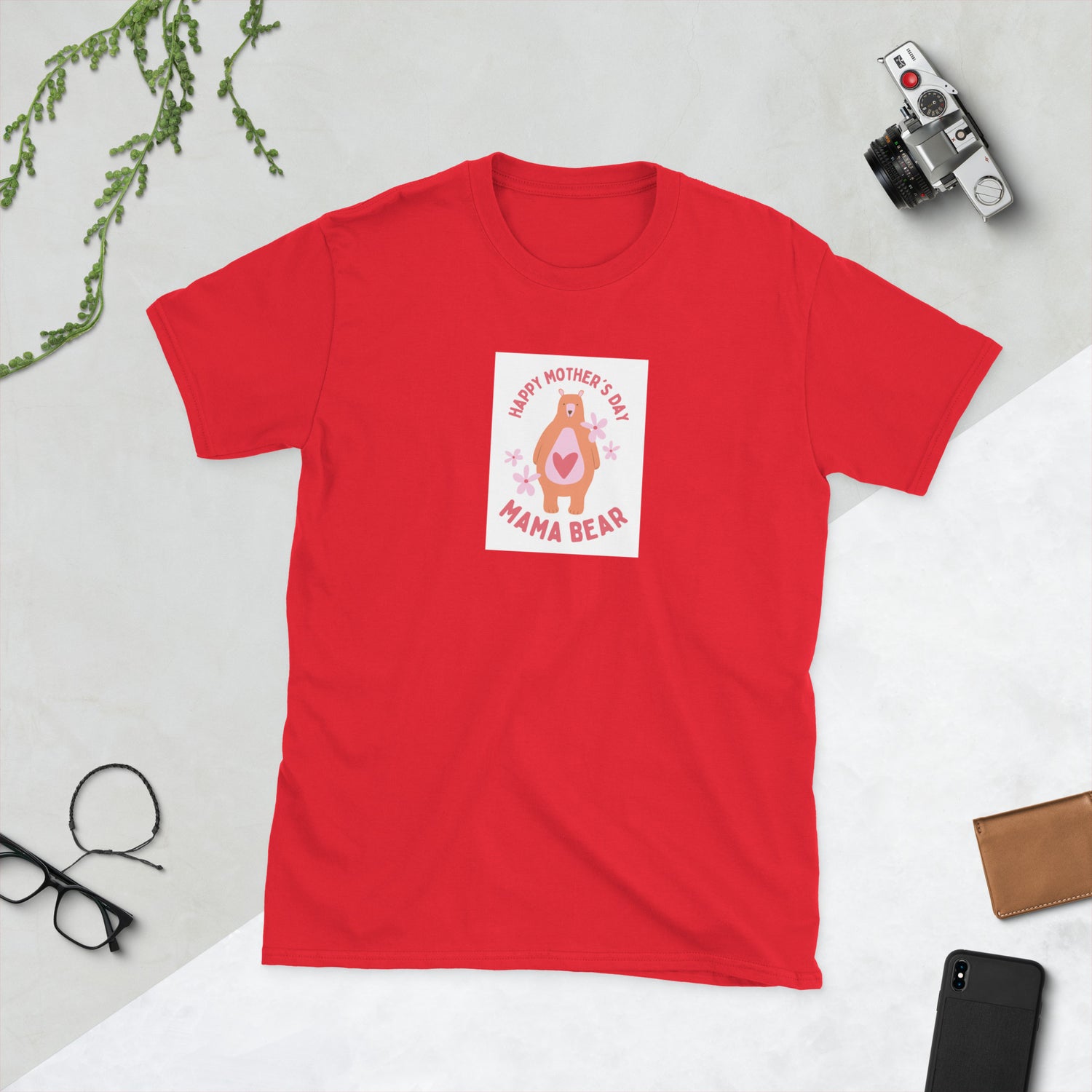 Unisex T-shirt rot mit frontmotiv „Happy Mother&