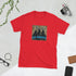 Red crewneck graphic tee with square front print reading "ICE AGENTS"