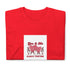 Red graphic tee with “You & Me” pink couple and “Always Together” text