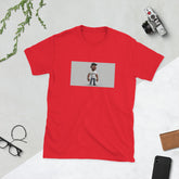 Red unisex T-shirt with centered photo graphic on front
