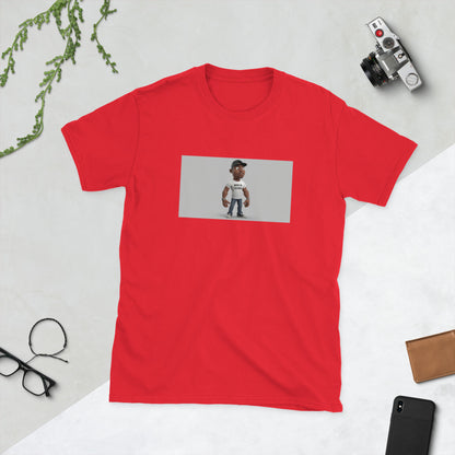 Red unisex T-shirt with centered photo graphic on front