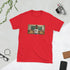 Red short-sleeve graphic tee with centered photo-style print