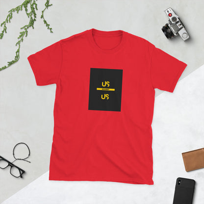 Red crewneck graphic t-shirt with black square &